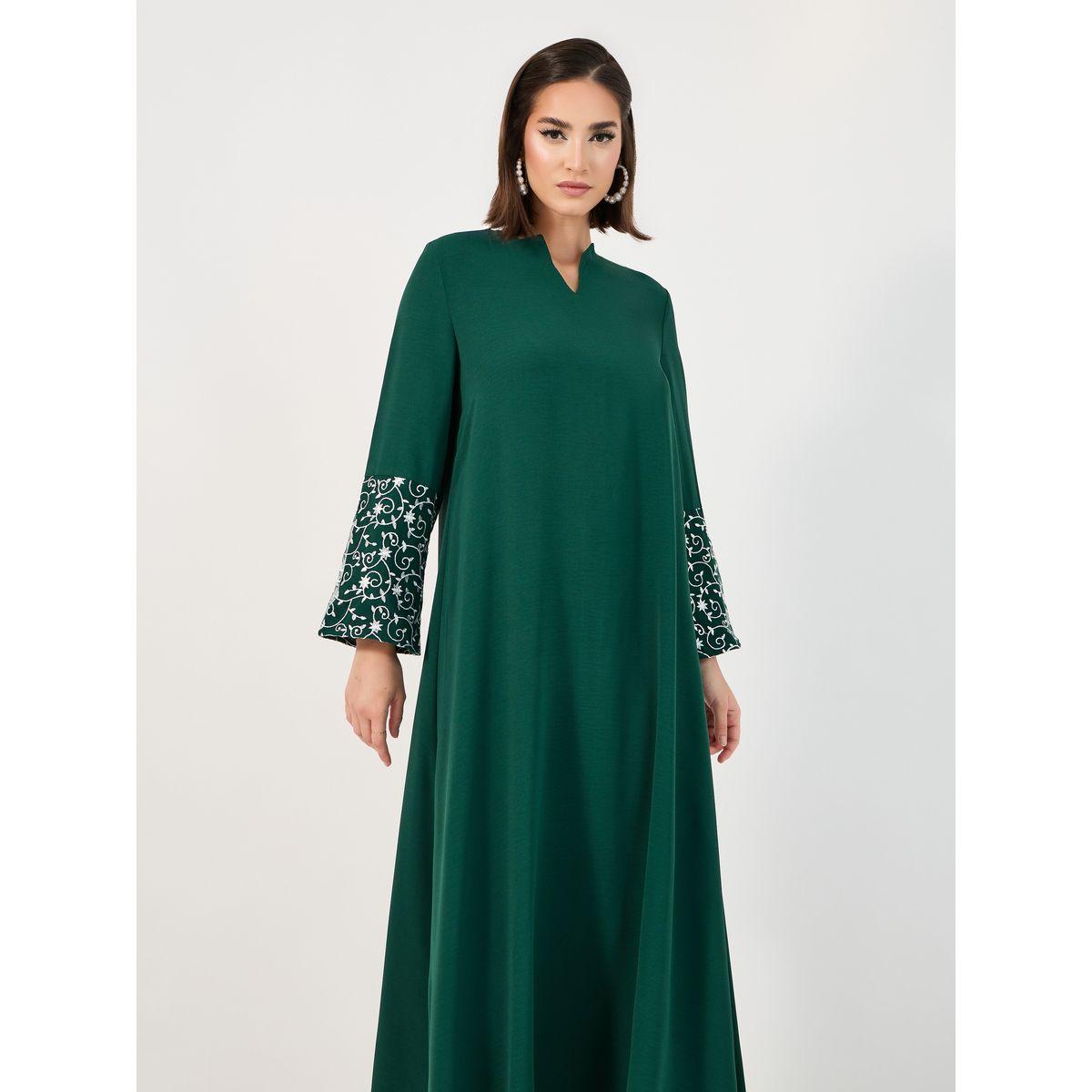 Styli Embroidered Cuffed Sleeve Detail Jalabiya-women-arabicclothing-jalabiyas-image-2
