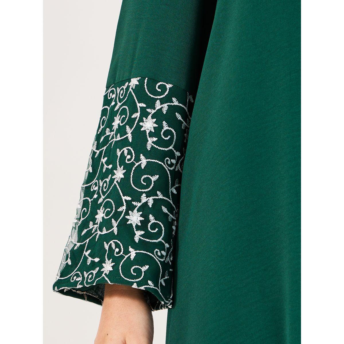 Styli Embroidered Cuffed Sleeve Detail Jalabiya-women-arabicclothing-jalabiyas-image-3