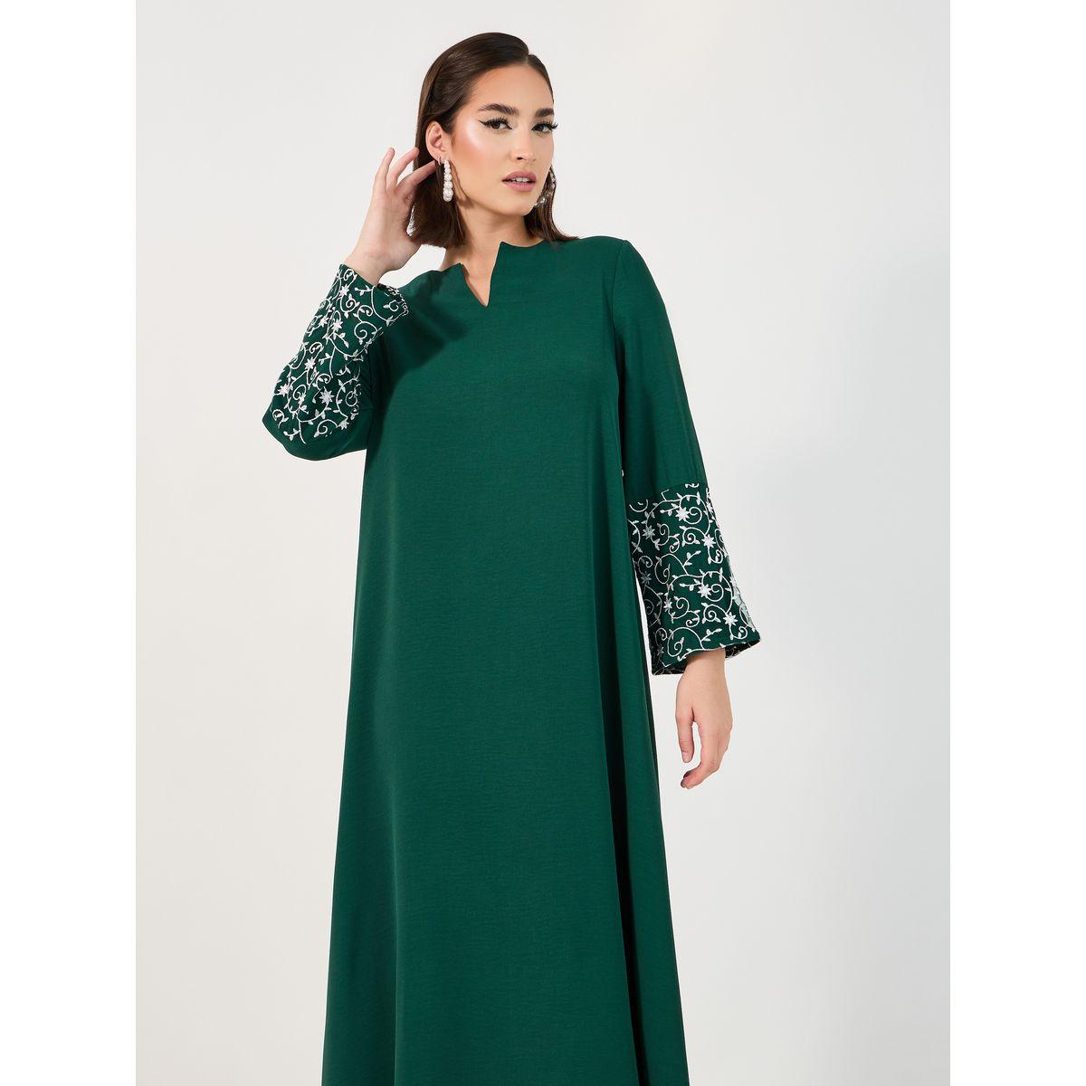 Styli Embroidered Cuffed Sleeve Detail Jalabiya-women-arabicclothing-jalabiyas-image-5