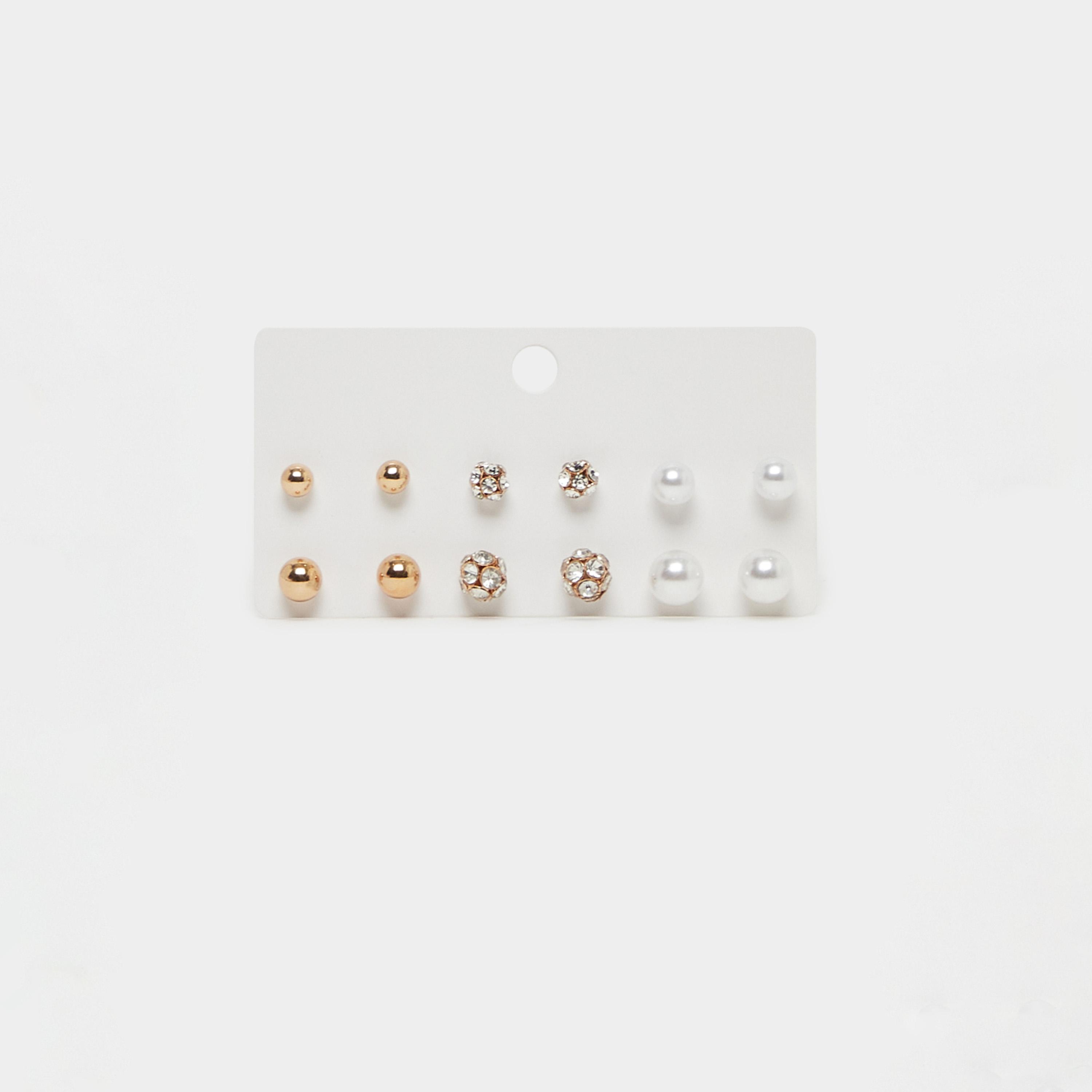 Styli Set of 6 - Pearl Stud Earrings-women-watchesandjewellery-jewellery-earrings-image-1