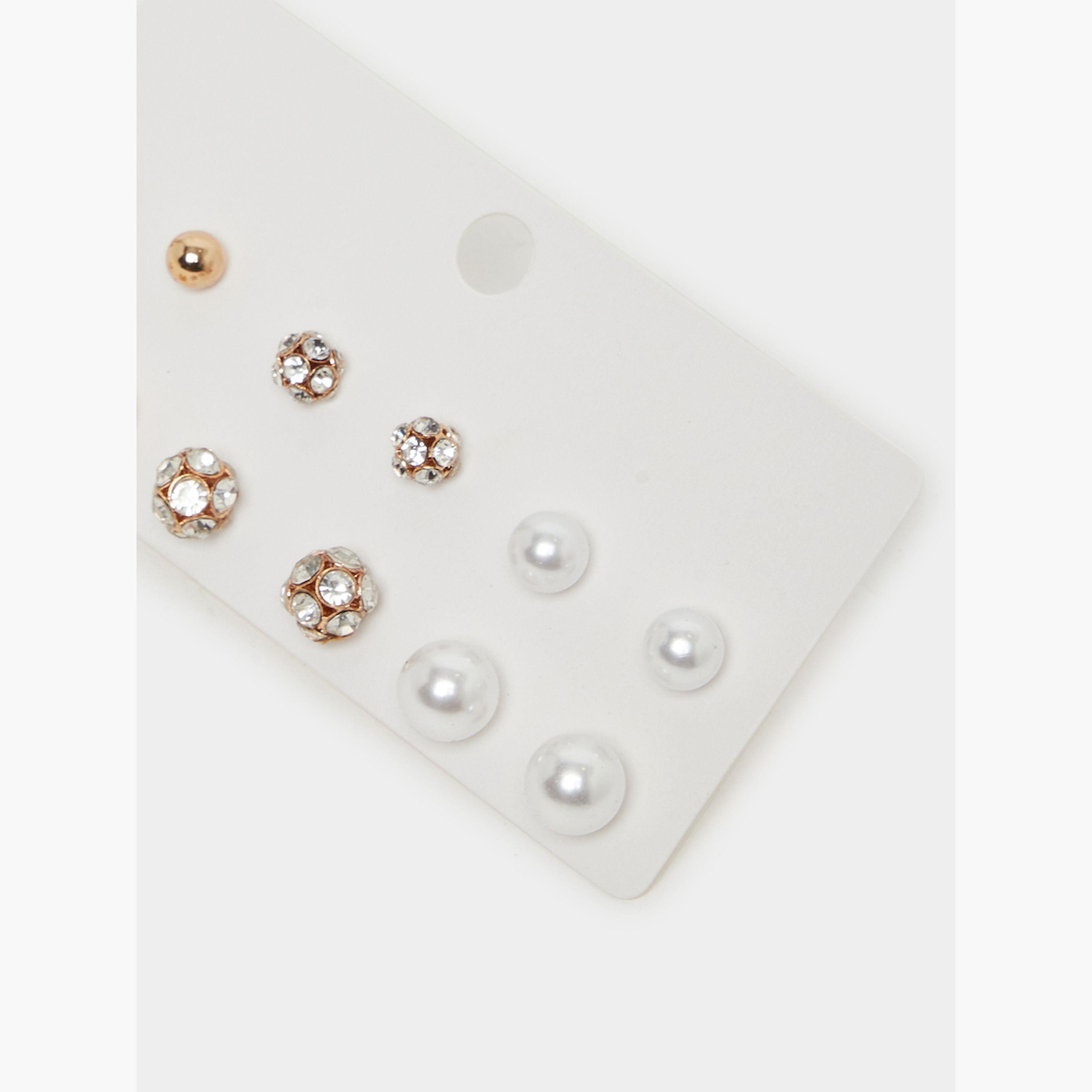 Styli Set of 6 - Pearl Stud Earrings-women-watchesandjewellery-jewellery-earrings-image-3