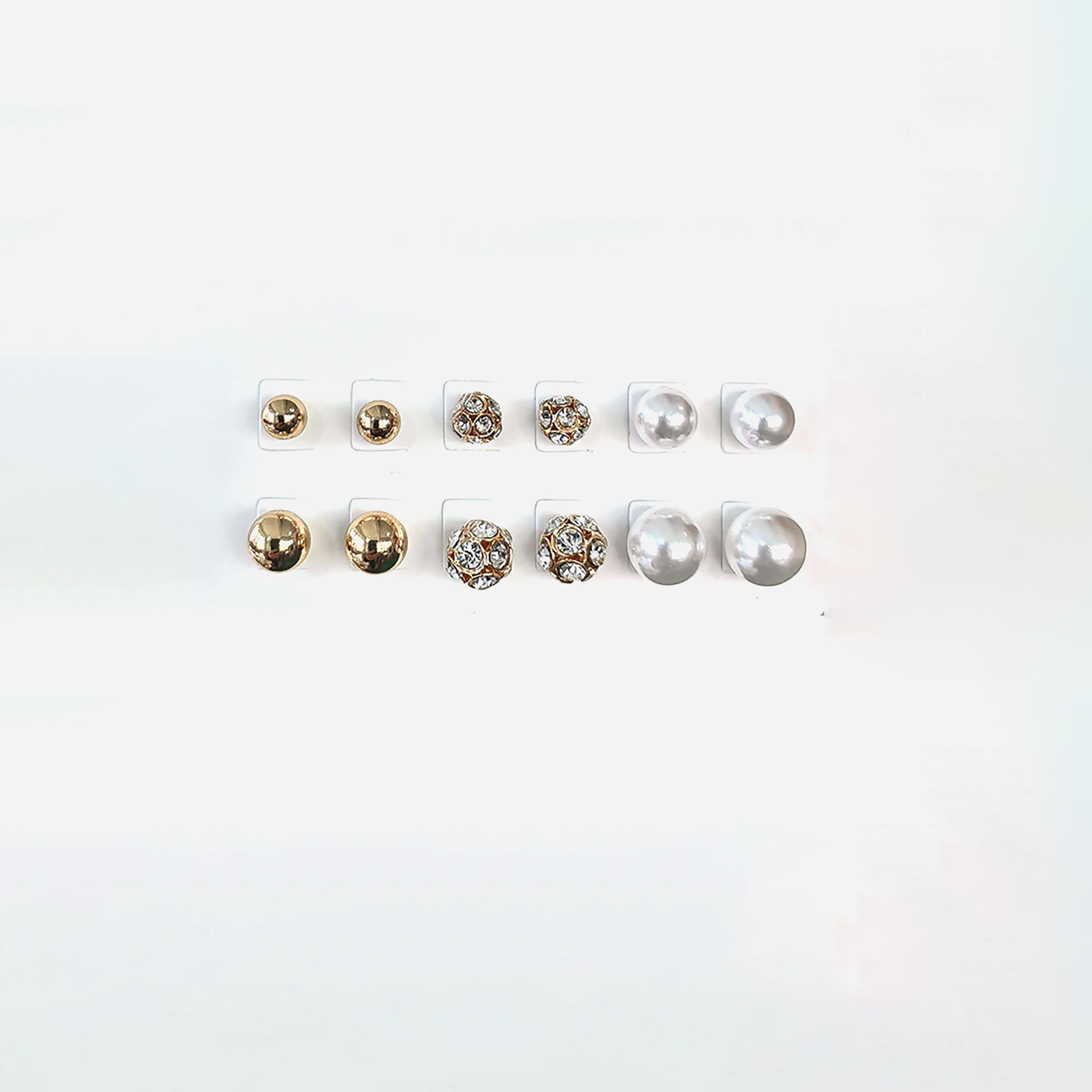 Styli Set of 6 - Pearl Stud Earrings-women-watchesandjewellery-jewellery-earrings-image-4