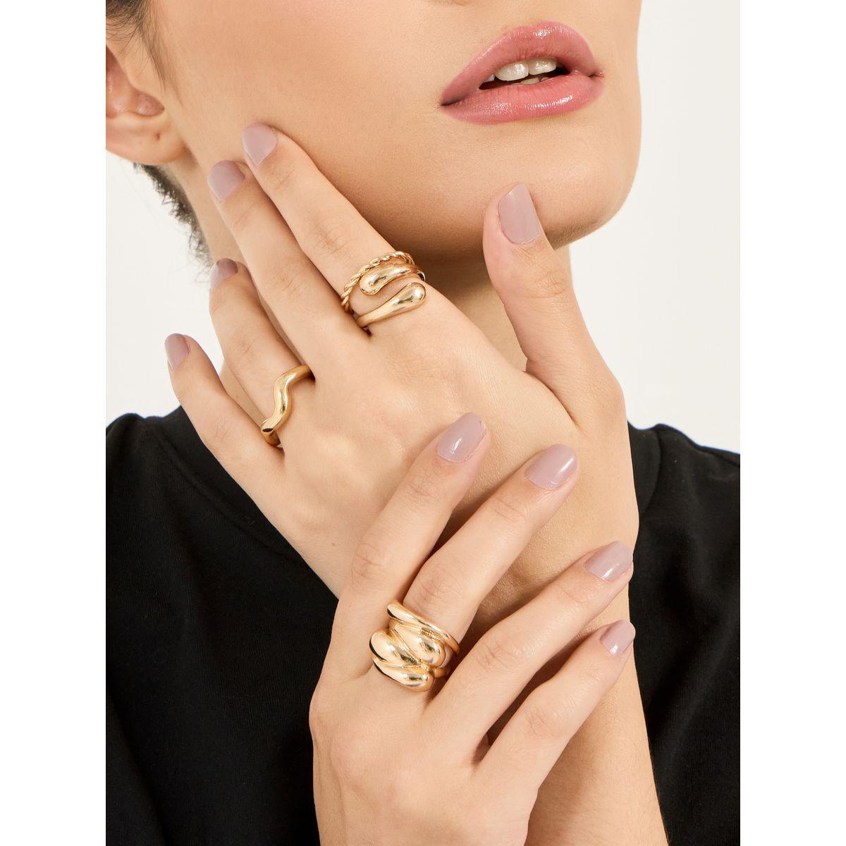 مجموعة من 4 خواتم يد بتفاصيل بارزة الملمس-women-watchesandjewellery-jewellery-rings-image-1