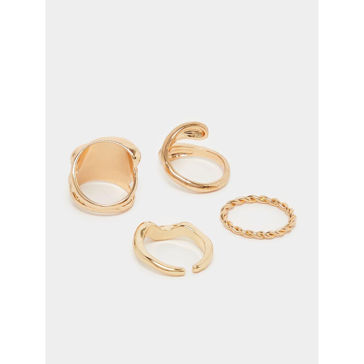 مجموعة من 4 خواتم يد بتفاصيل بارزة الملمس-women-watchesandjewellery-jewellery-rings-image-3