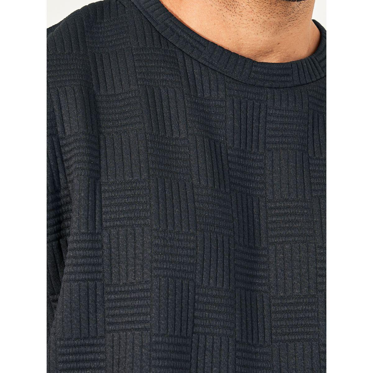 Styli Checkered Quilted Textured Oversized T-Shirt with Contrast Detail-men-clothing-tshirtsandpolos-tshirts-image-4