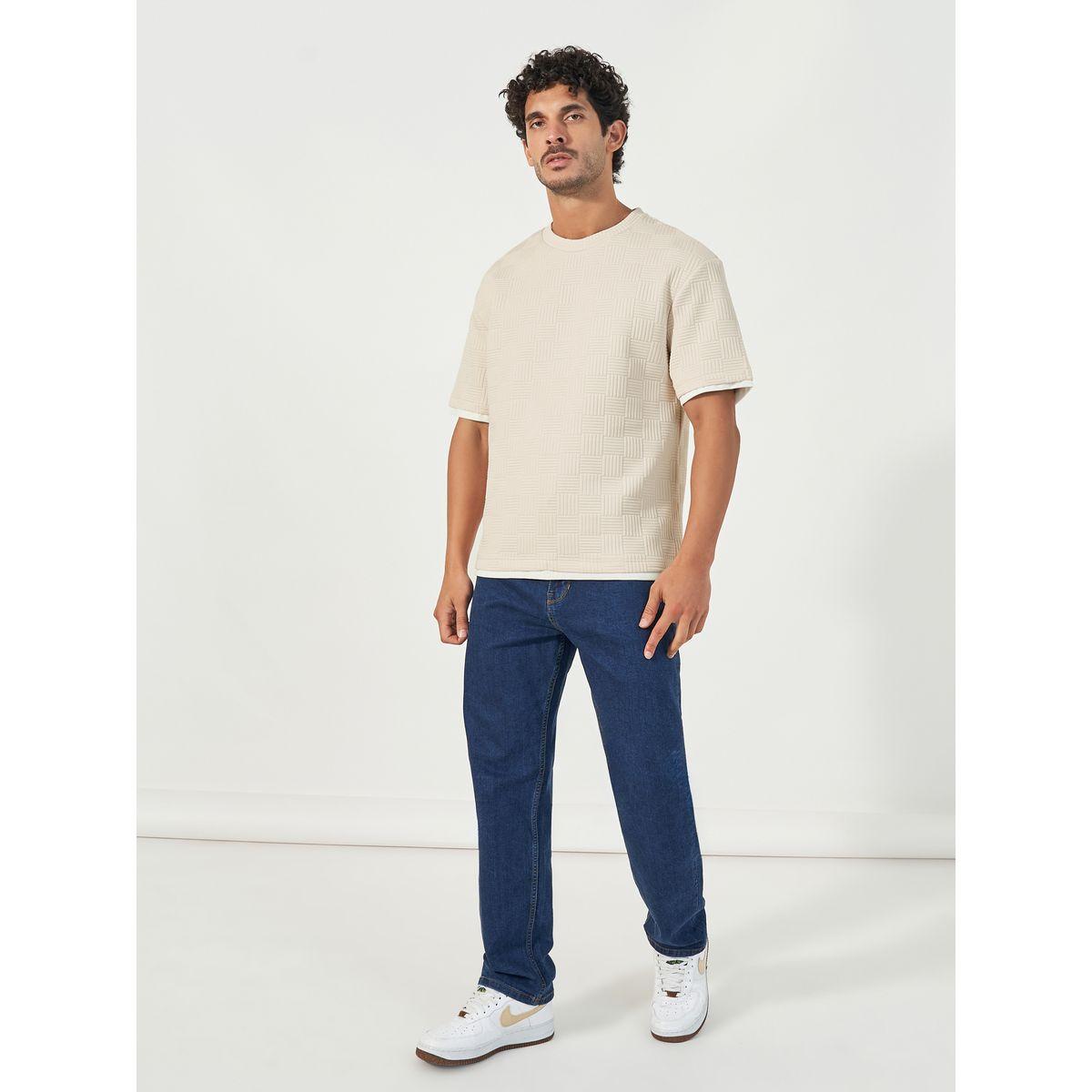 تيشيرت فضفاض بتفاصيل بارزة الملمس-men-clothing-tshirtsandpolos-tshirts-image-2