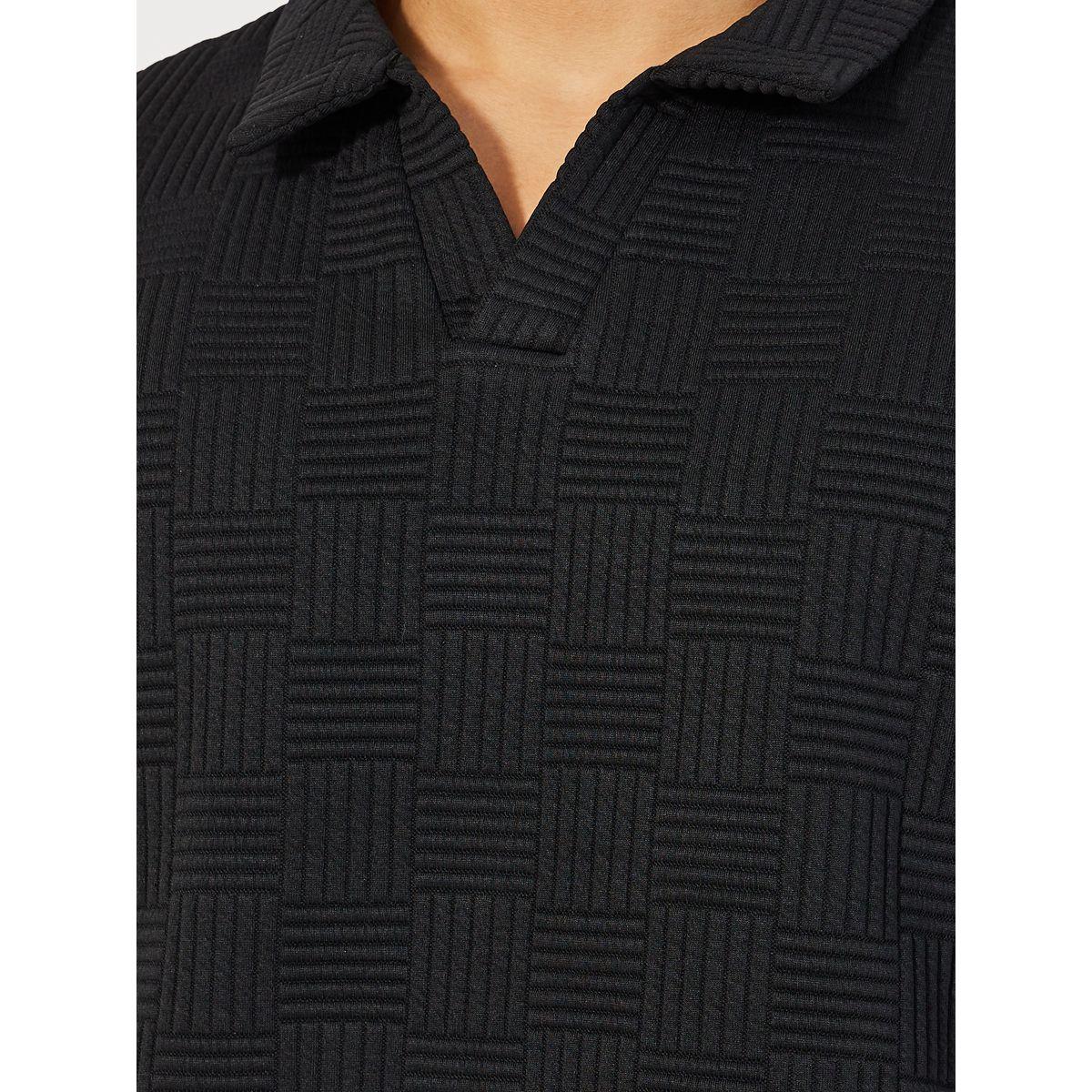 Styli Checkered Quilted Textured Revere Collar Relaxed Polo-men-clothing-tshirtsandpolos-polos-image-3