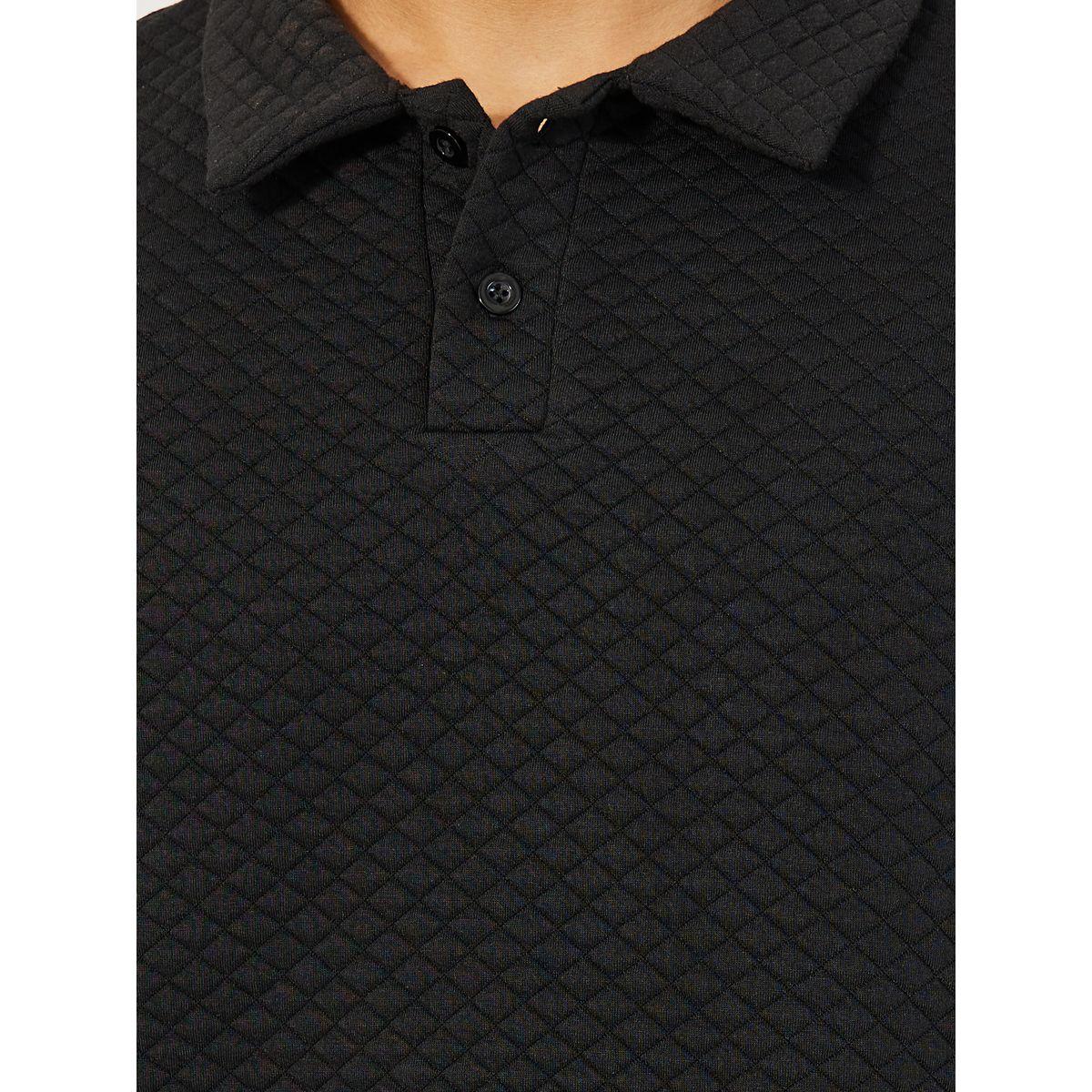 Styli Diagonal Quilted Textured Half Placket Relaxed Polo-men-clothing-tshirtsandpolos-polos-image-3