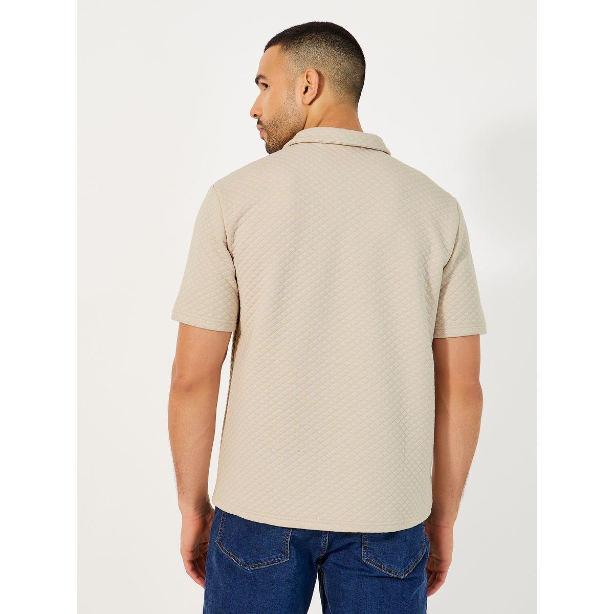 Styli Diagonal Quilted Textured Half Placket Relaxed Polo-men-clothing-tshirtsandpolos-polos-image-4