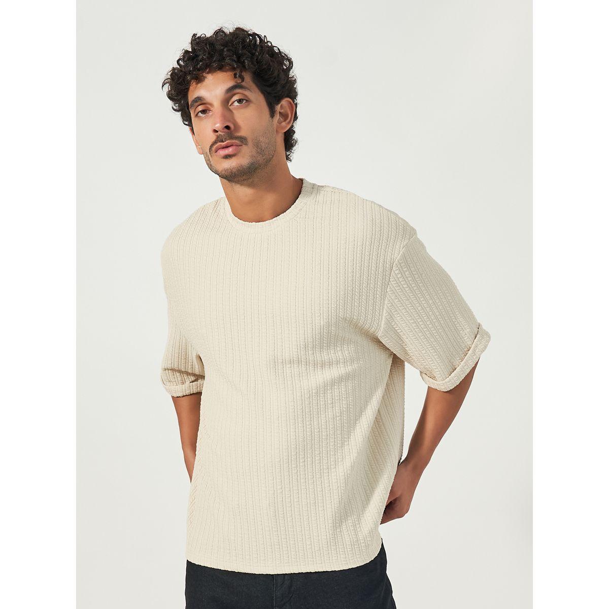 Styli Seersucker Textured Knit Boxy Fitted T-Shirt with Turn-Up Sleeves-men-clothing-tshirtsandpolos-tshirts-image-5