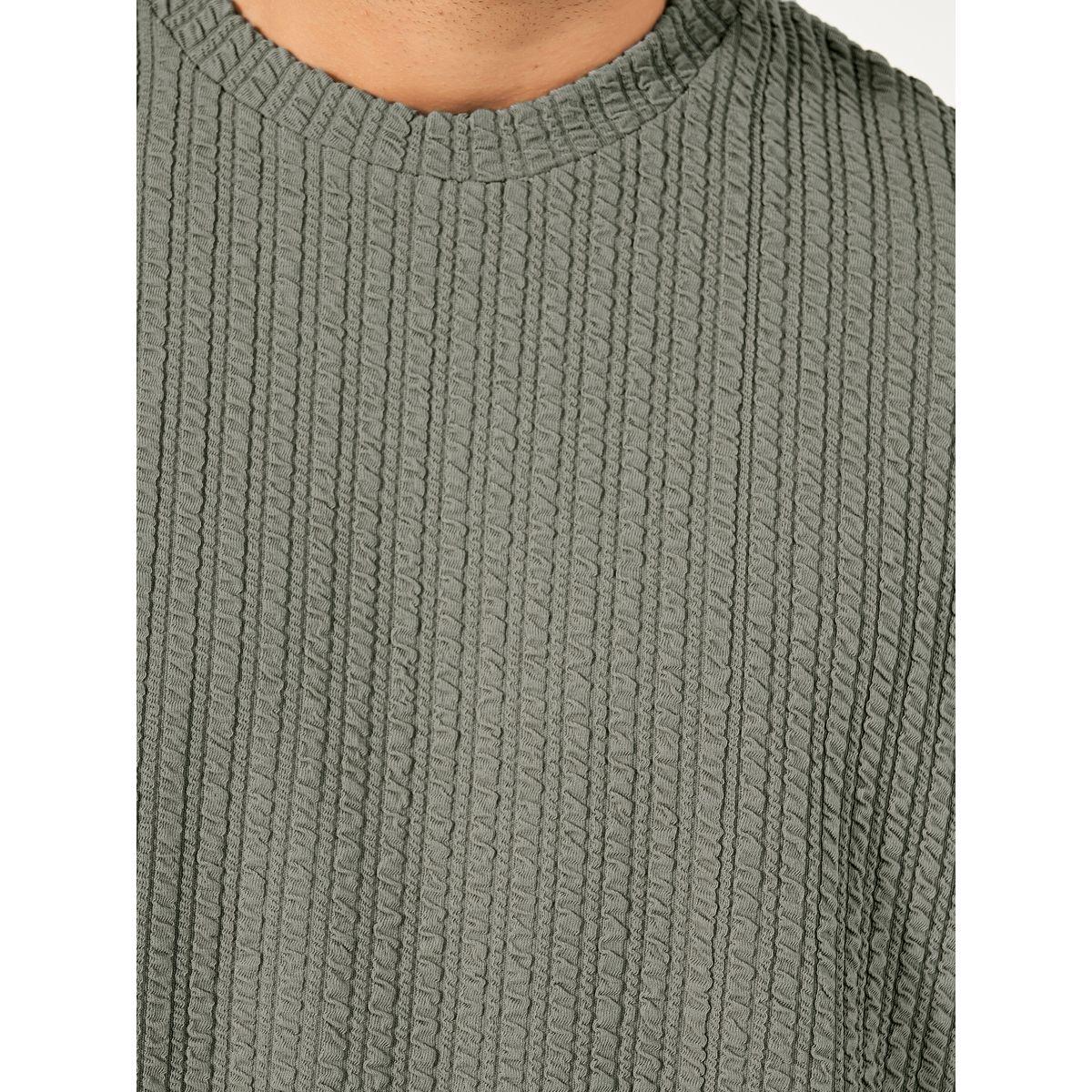 Styli Seersucker Textured Knit Boxy Fitted T-Shirt with Turn-Up Sleeves-men-clothing-tshirtsandpolos-tshirts-image-4