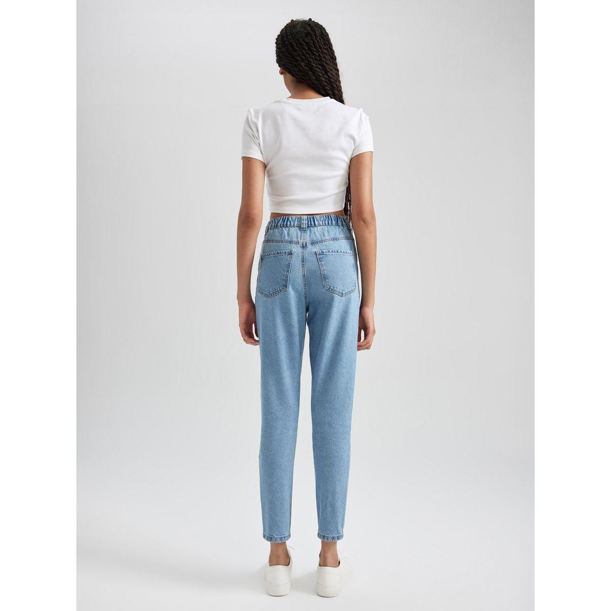 جينز قصير بقصة موم وخصر عالي ديفاكتو × ستايلي-women-clothing-bottoms-jeans-image-4