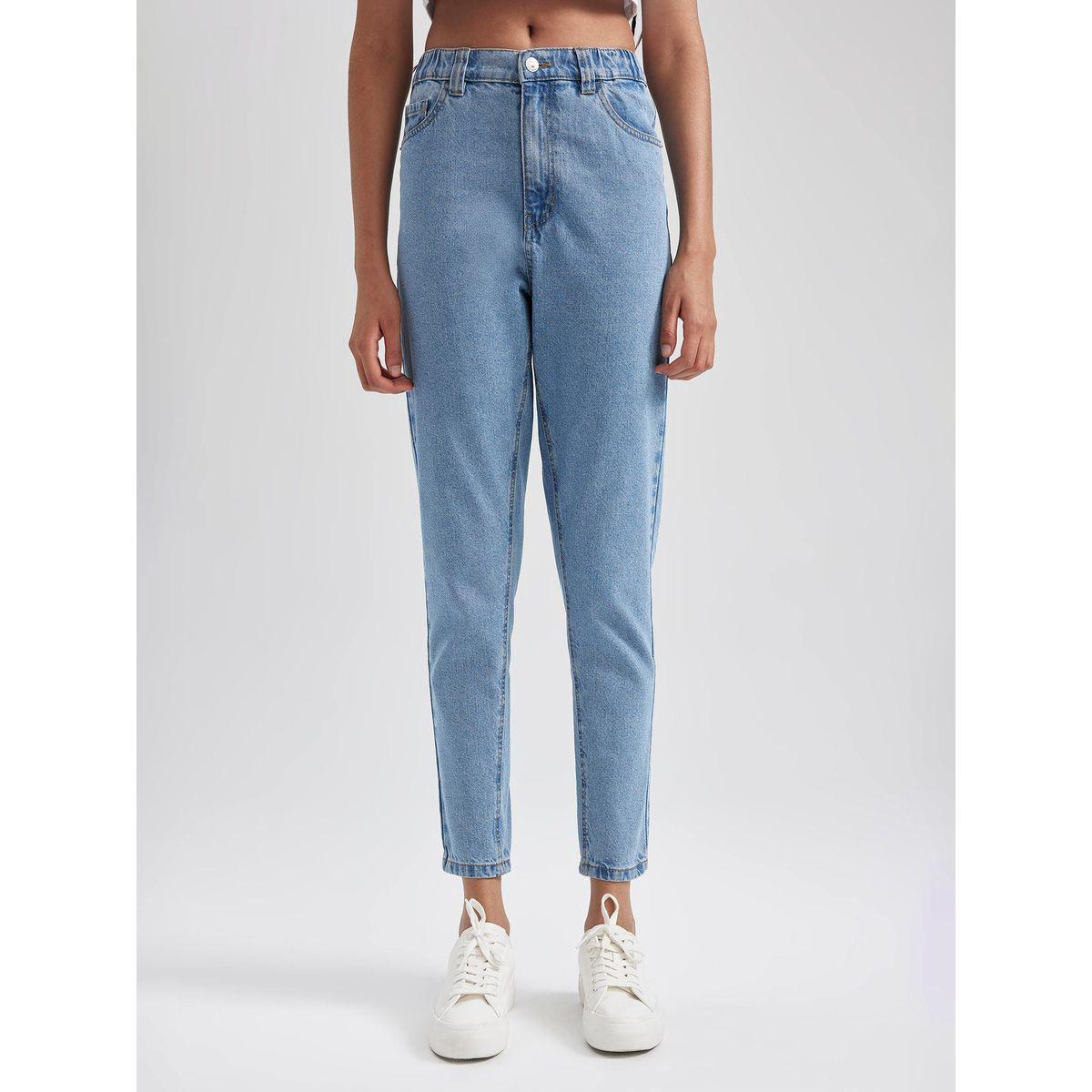 جينز قصير بقصة موم وخصر عالي ديفاكتو × ستايلي-women-clothing-bottoms-jeans-image-5