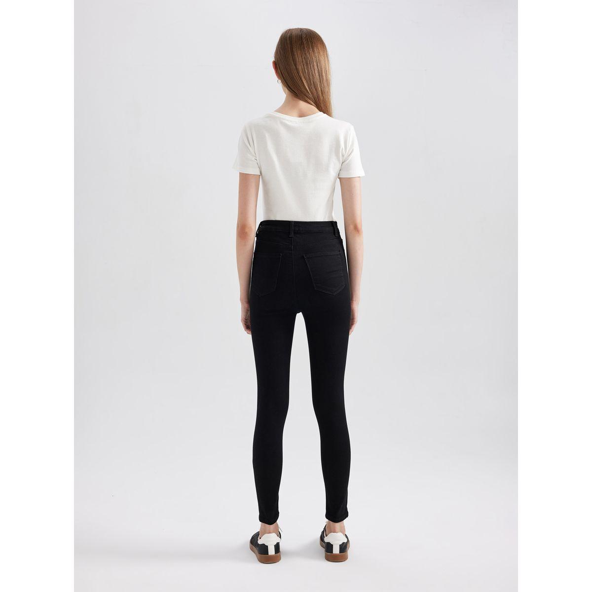 جينز قصير بقصة سكيني وخصر عالي ديفاكتو × ستايلي-women-clothing-bottoms-jeans-image-3