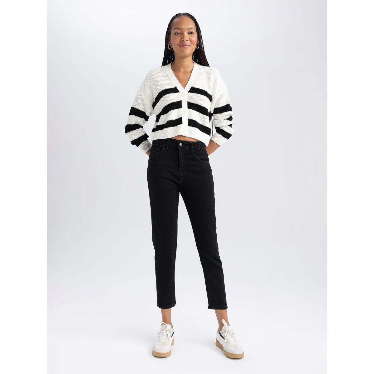 جينز مريح بقصة موم مع جيوب ديفاكتو × ستايلي-women-clothing-bottoms-jeans-image-2
