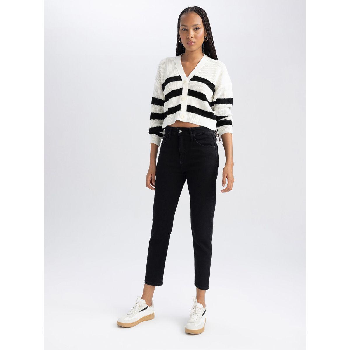 جينز مريح بقصة موم مع جيوب ديفاكتو × ستايلي-women-clothing-bottoms-jeans-image-3
