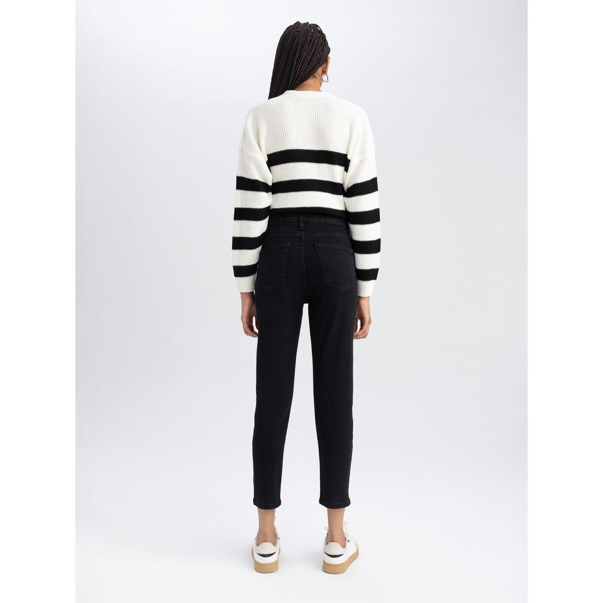 جينز مريح بقصة موم مع جيوب ديفاكتو × ستايلي-women-clothing-bottoms-jeans-image-4