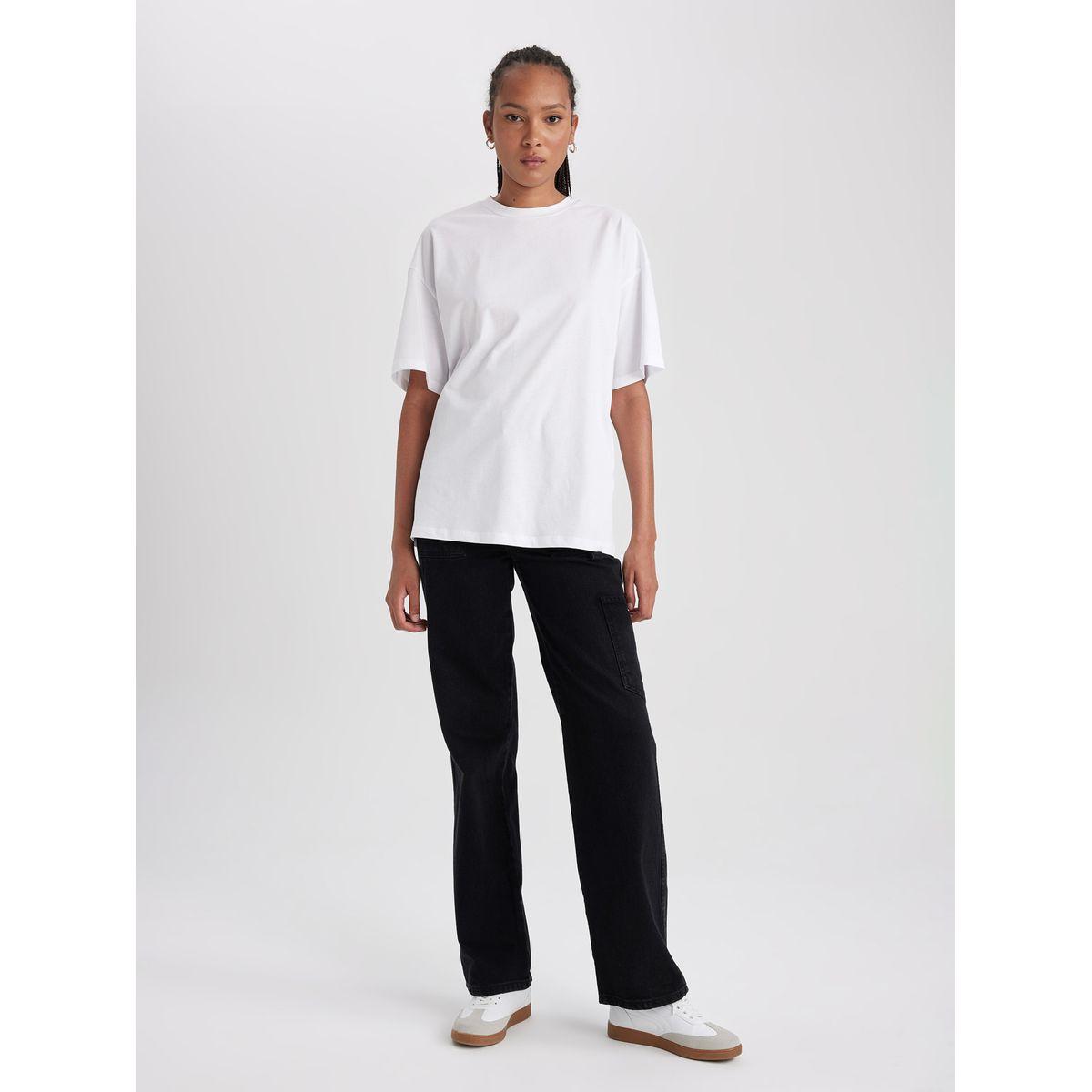 جينز بارجل واسعة وخصر عالي ديفاكتو × ستايلي-women-clothing-bottoms-jeans-image-1