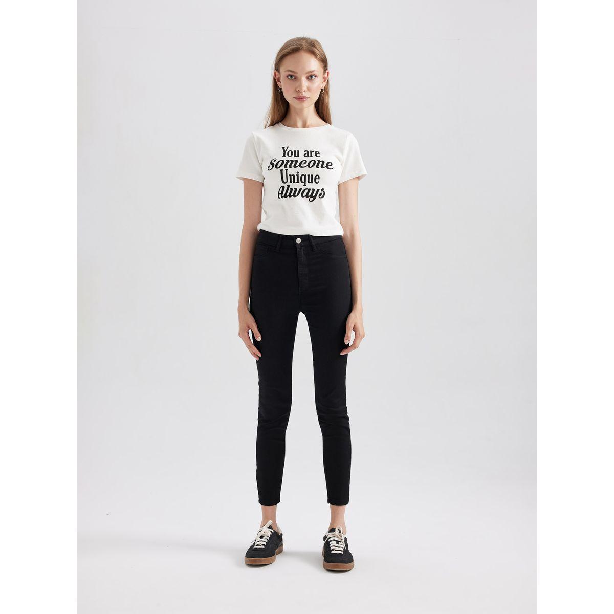 جينز بقصة سكيني وخصر عالي ديفاكتو × ستايلي-women-clothing-bottoms-jeans-image-1
