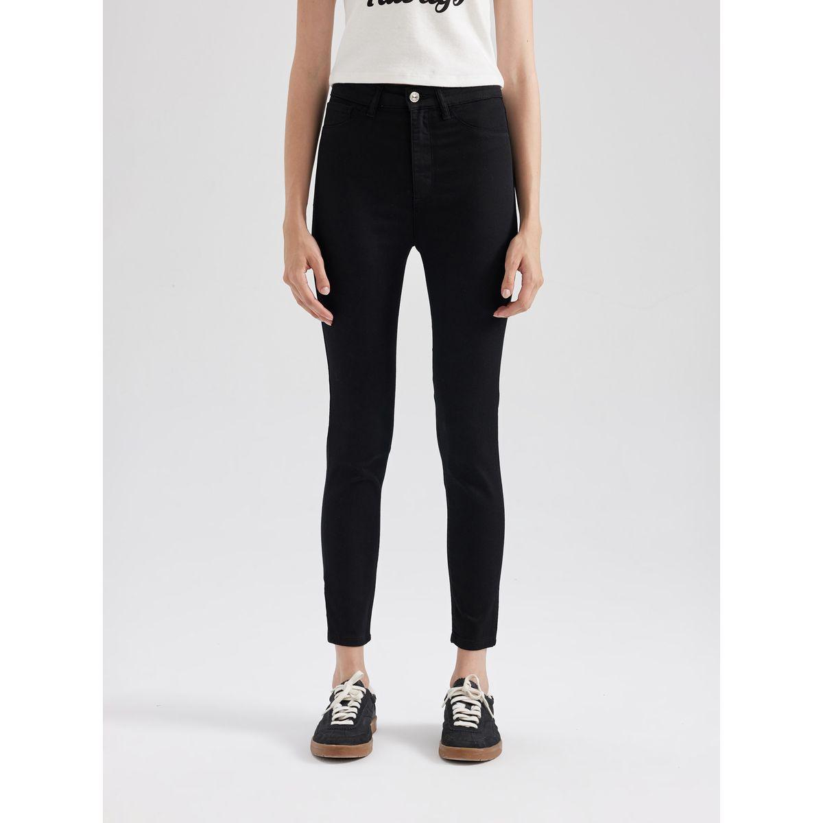 جينز بقصة سكيني وخصر عالي ديفاكتو × ستايلي-women-clothing-bottoms-jeans-image-5