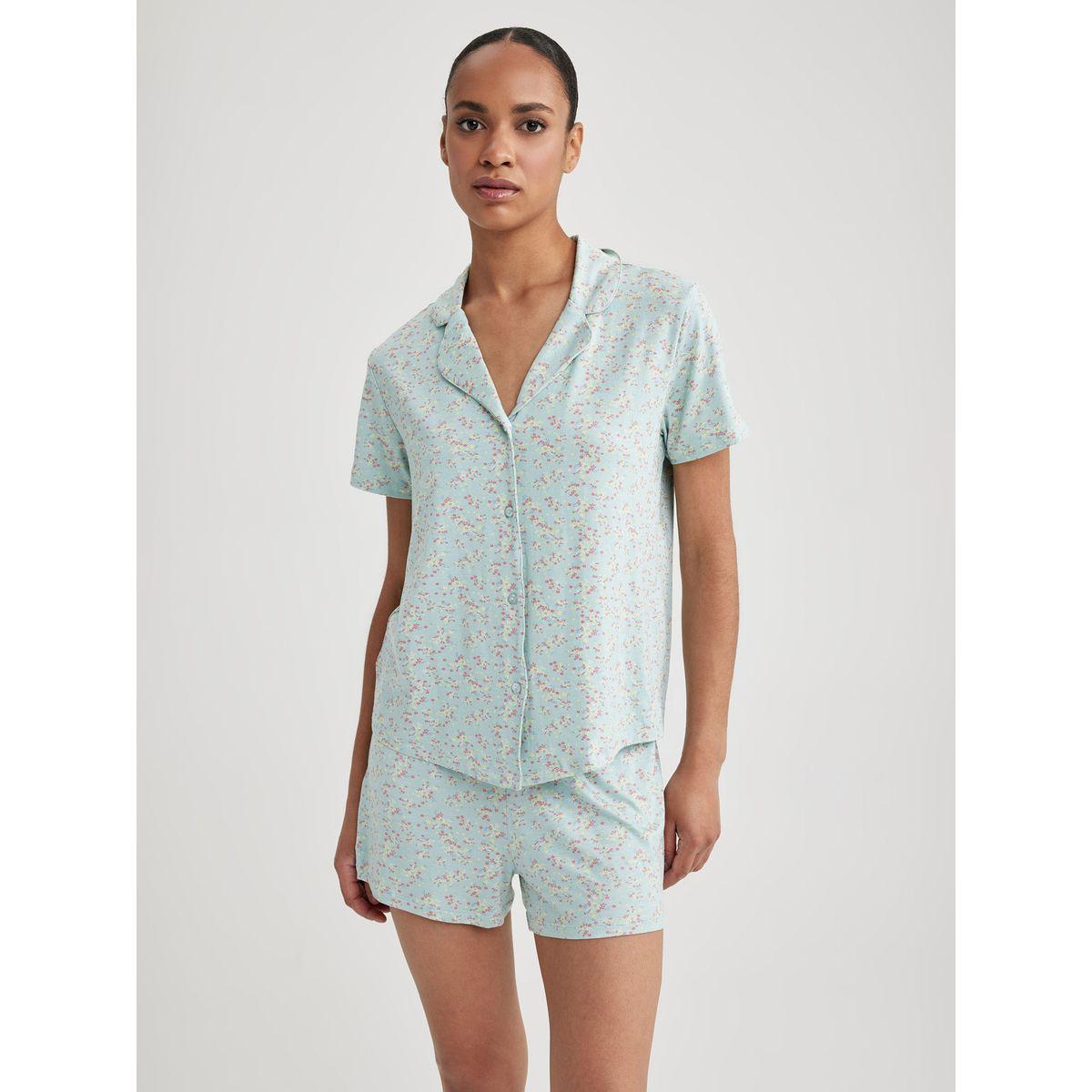 DeFacto X Styli  Floral Print Shirt & Shorts Set-women-clothing-nightwear-pyjamas-shortsets-image-1