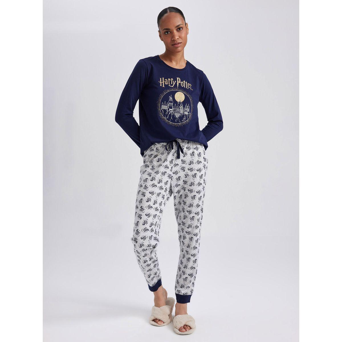 DeFacto X Styli  Harry Potter Long Sleeves T-Shirt & Cuffed Pyjama Set-women-clothing-nightwear-pyjamas-longsets-image-4