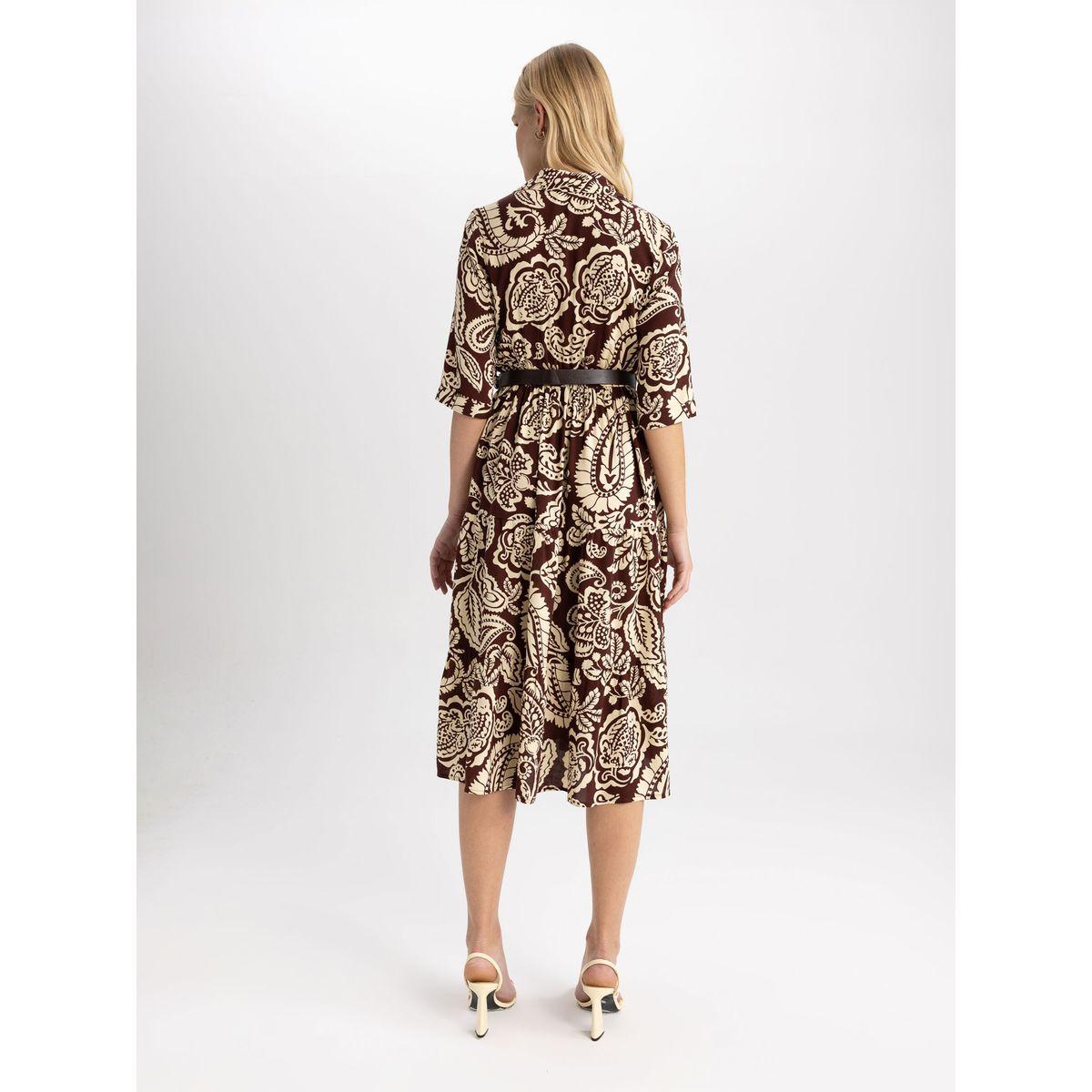 فستان ميدي مطبع بزهور مع ياقة ديفاكتو × ستايلي-women-clothing-dresses-image-4