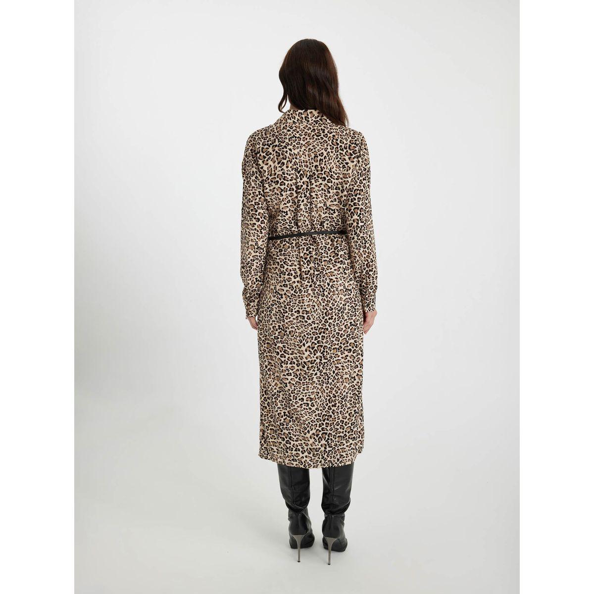 DeFacto X Styli  Leopard Print Belted Shirt Midi Dress-women-clothing-dresses-image-3