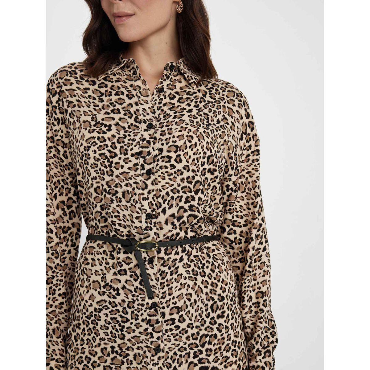 فستان ميدي بطبعة فهد مع حزام خصر ديفاكتو × ستايلي-women-clothing-dresses-image-4