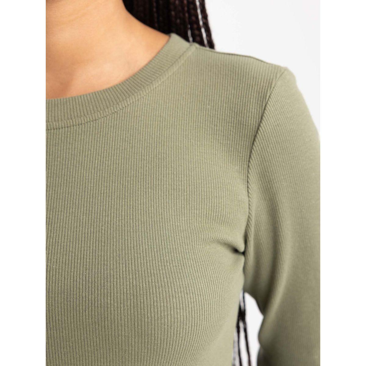 فستان ميدي بديكون بتفاصيل مضلعة وياقة دائرية ديفاكتو × ستايلي-women-clothing-dresses-image-5
