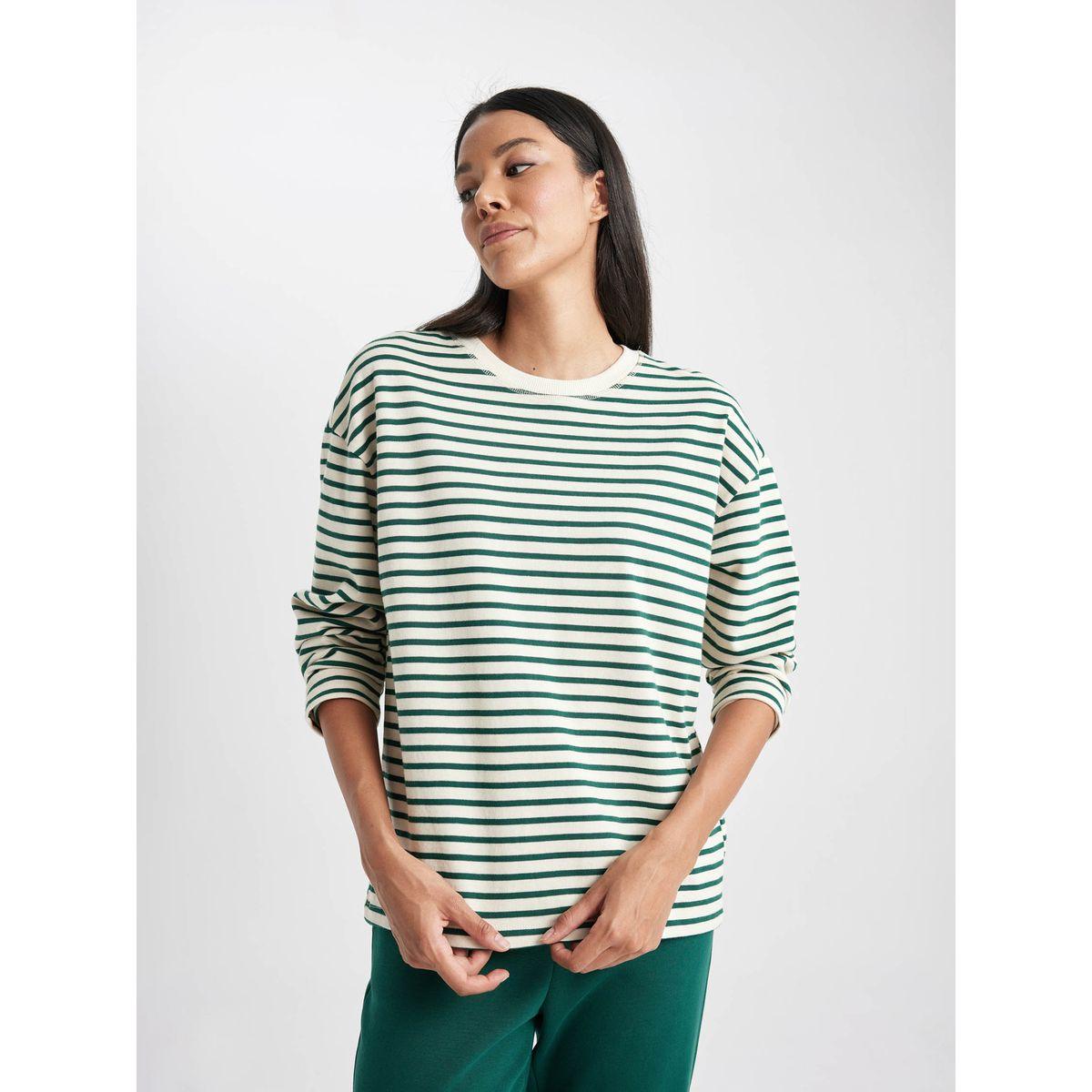 DeFacto X Styli  Regular Fit Striped Crew Neck Sweatshirt-women-winterwear-hoodiesandsweatshirts-sweatshirts-image-2