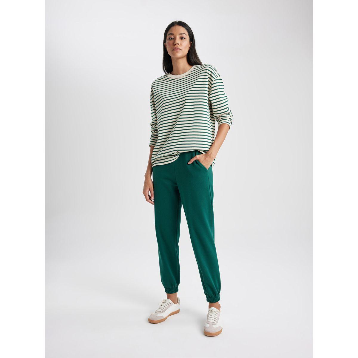 سويت شيرت مخطط بقصة عادية وياقة دائرية ديفاكتو × ستايلي-women-winterwear-hoodiesandsweatshirts-sweatshirts-image-5