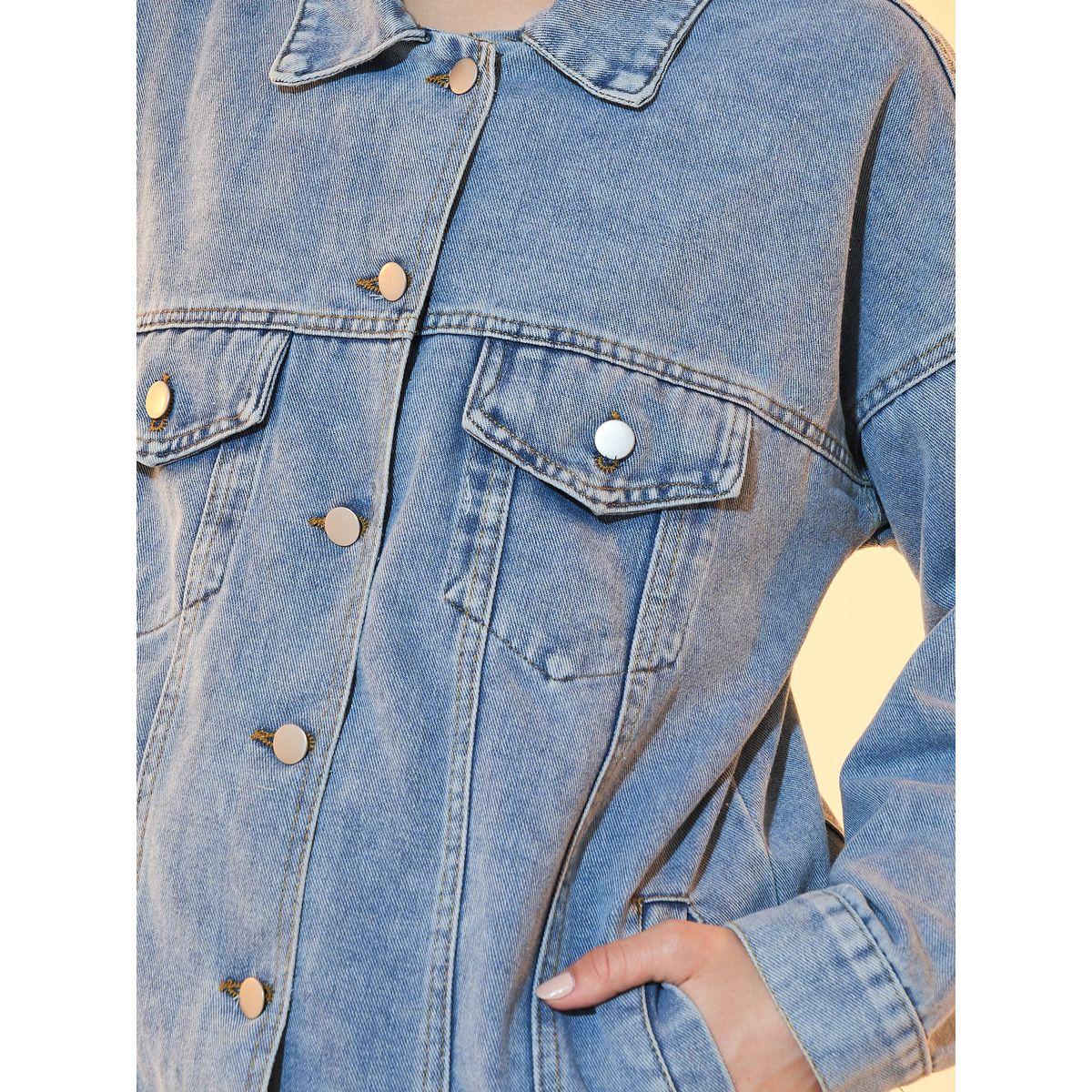 Styli Relaxed Fit Denim Jacket with Flap Pockets-women-winterwear-coatsandjackets-jackets-image-3