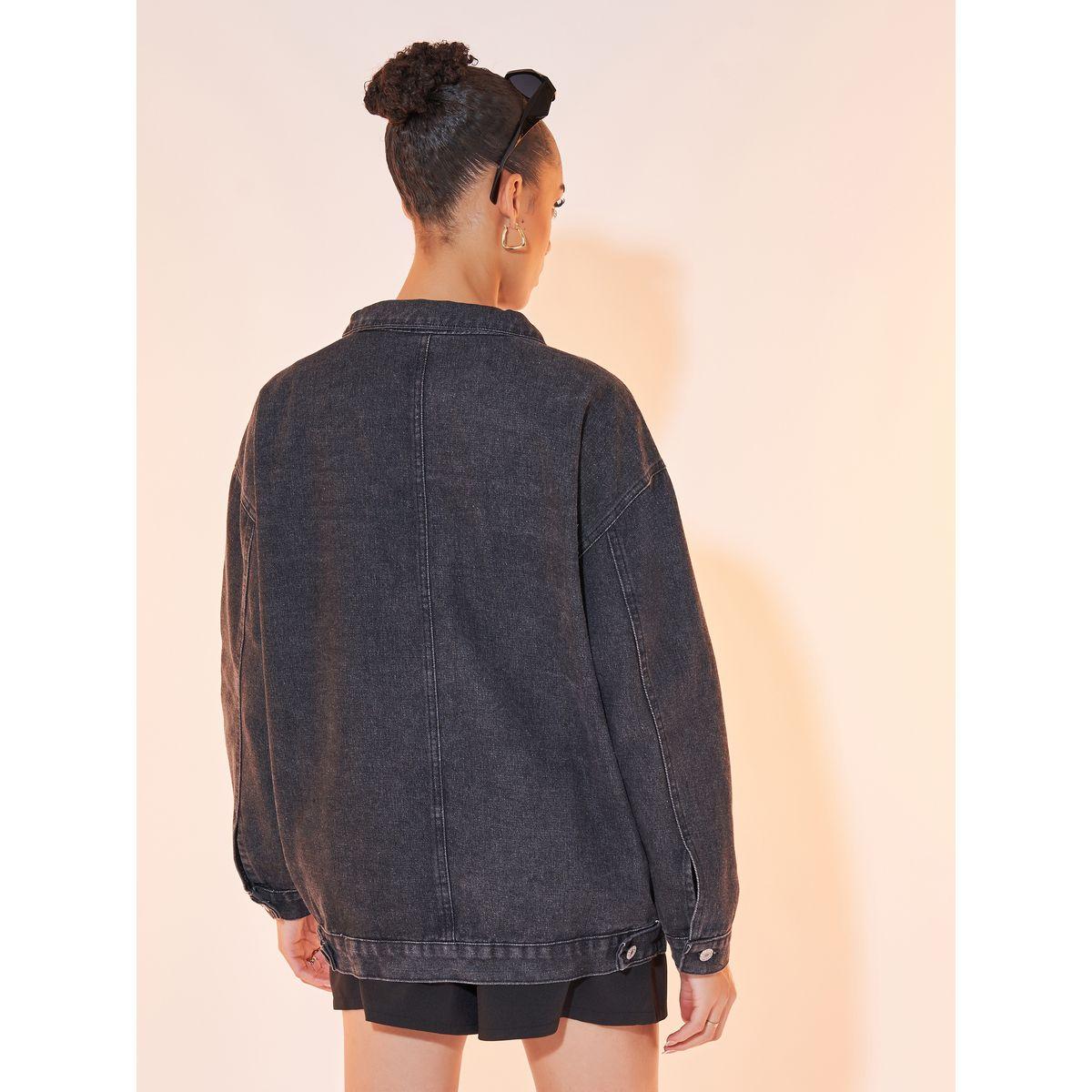 Styli Solid Pocket Detail Denim Jacket-women-winterwear-coatsandjackets-jackets-image-6