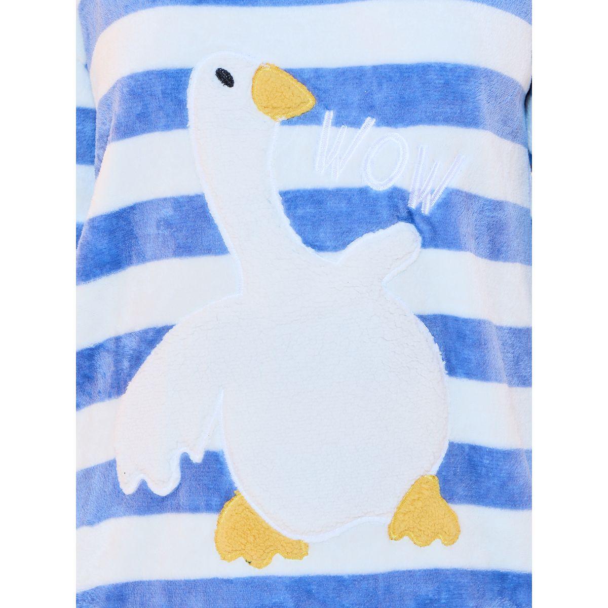 Styli Striped Duck Patch Fleece Nightdress-women-clothing-nightwear-nighties-image-3