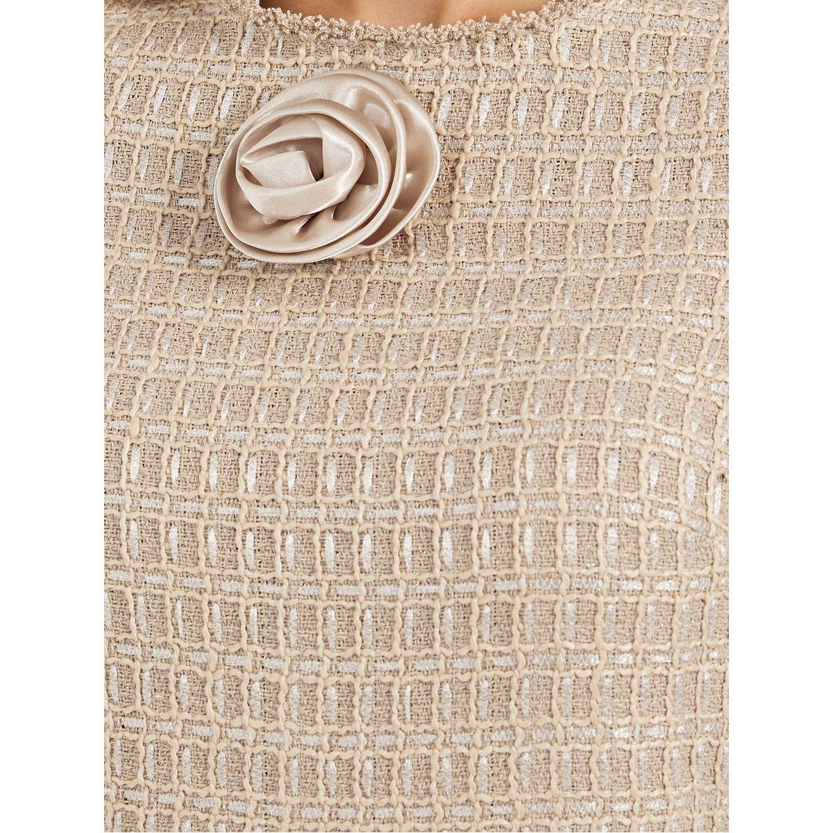 Styli Tweed Shift Mini Dress with Floral Corsage-women-clothing-dresses-image-3