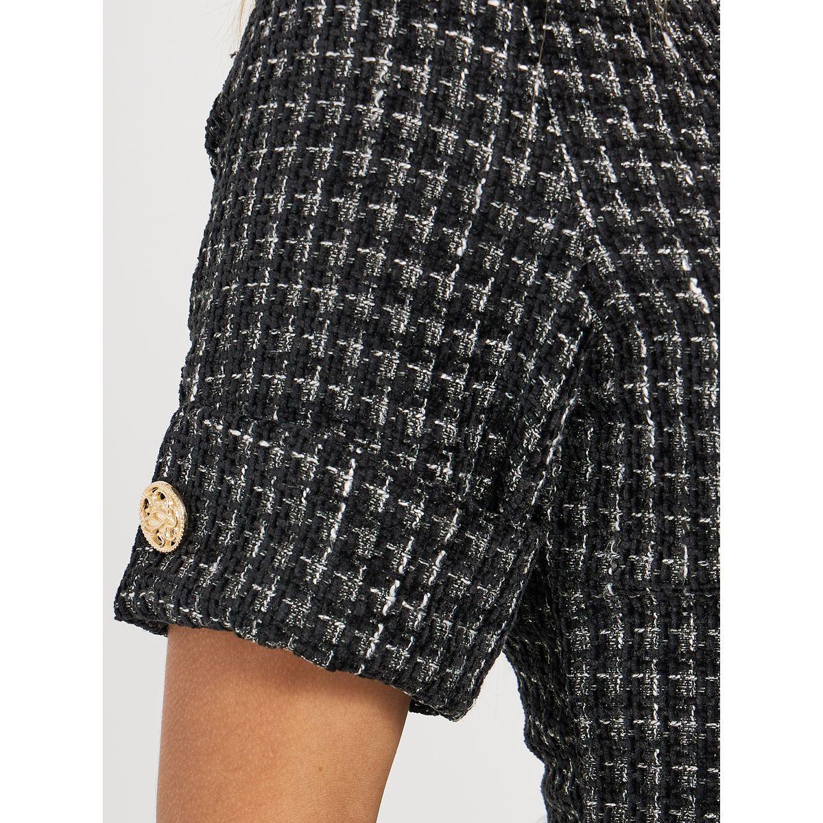 Styli Tweed A-Line Midi Dress with Button Detail-women-clothing-dresses-image-3