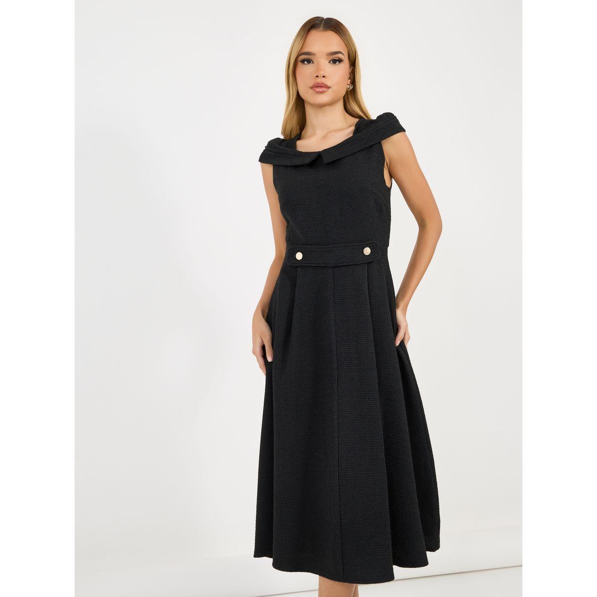 فستان ميدي بلا أكمام مزين بكسرات-women-clothing-dresses-image-2