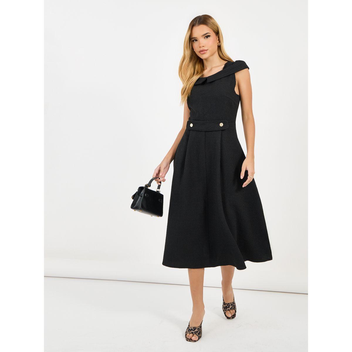 فستان ميدي بلا أكمام مزين بكسرات-women-clothing-dresses-image-4