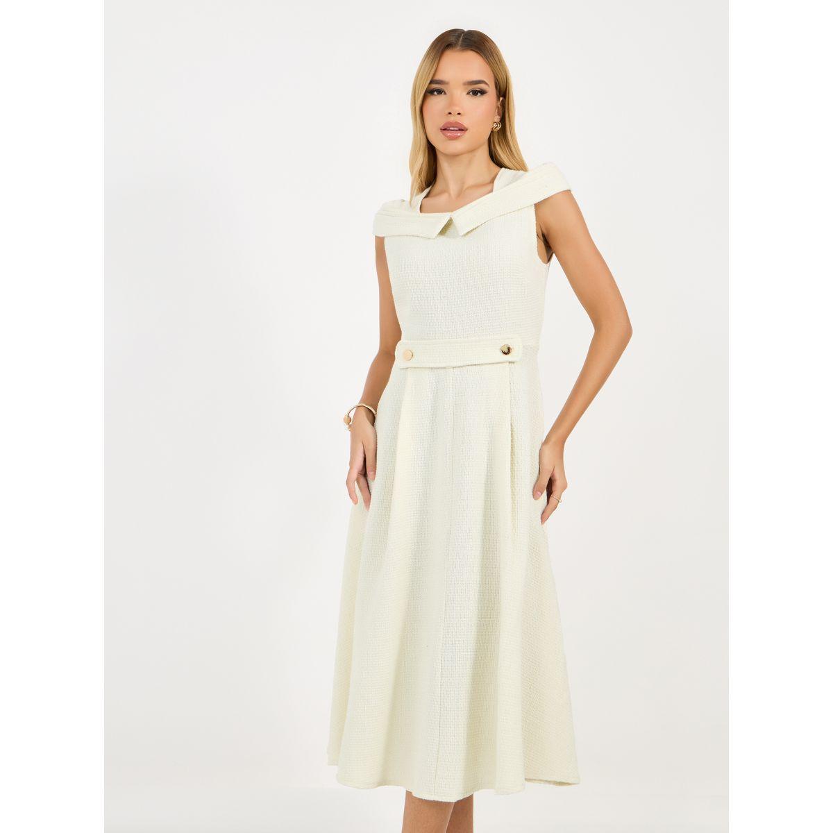 Styli Tweed Box Pleat Sleeveless A-Line Midi Dress-women-clothing-dresses-image-5