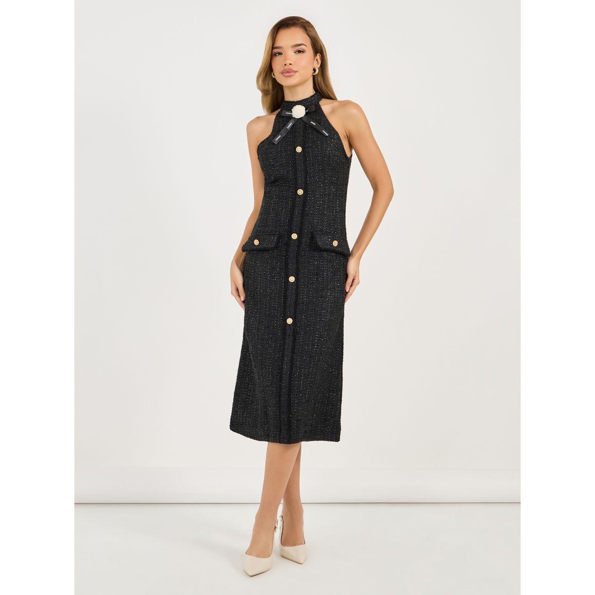 فستان ميدي بلا أكمام وياقة هولتر-women-clothing-dresses-image-1