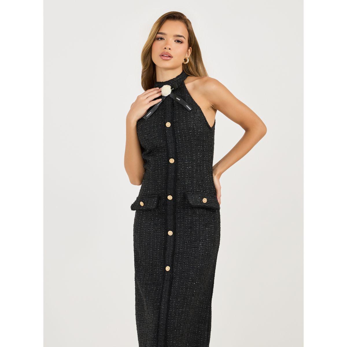 فستان ميدي بلا أكمام وياقة هولتر-women-clothing-dresses-image-2