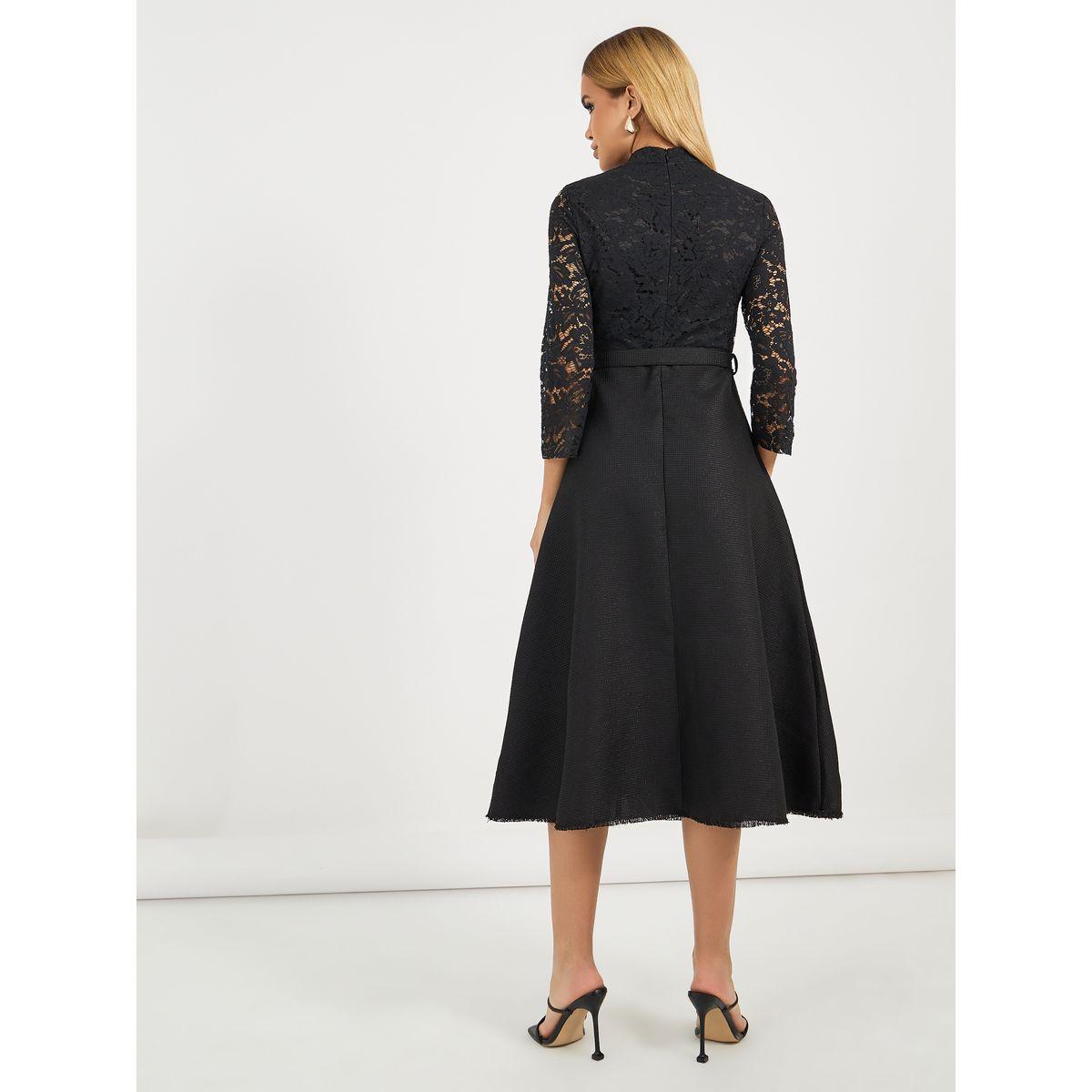 فستان ميدي بتفاصيل دانتيل وأكمام طويلة-women-clothing-dresses-image-6