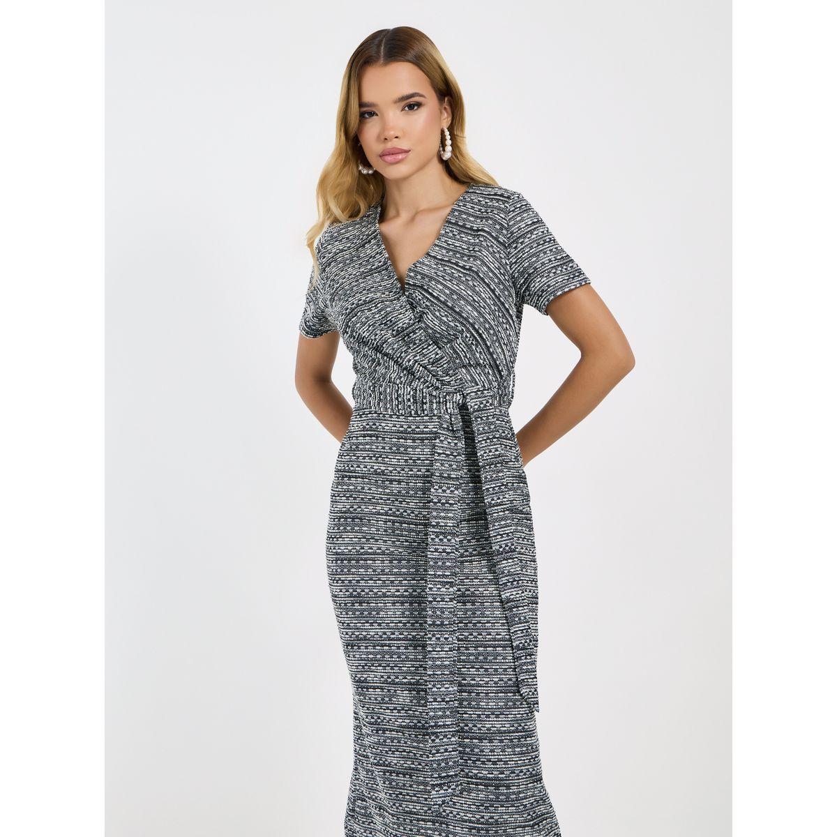 Styli Textured Short Sleeves Wrap Midi Dress-women-clothing-dresses-image-6