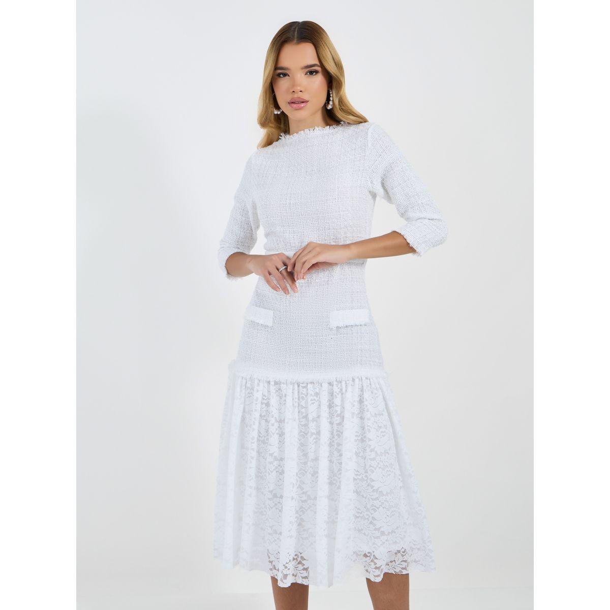 فستان ميدي بتفاصيل دانتيل وأكمام 3/4-women-clothing-dresses-image-2