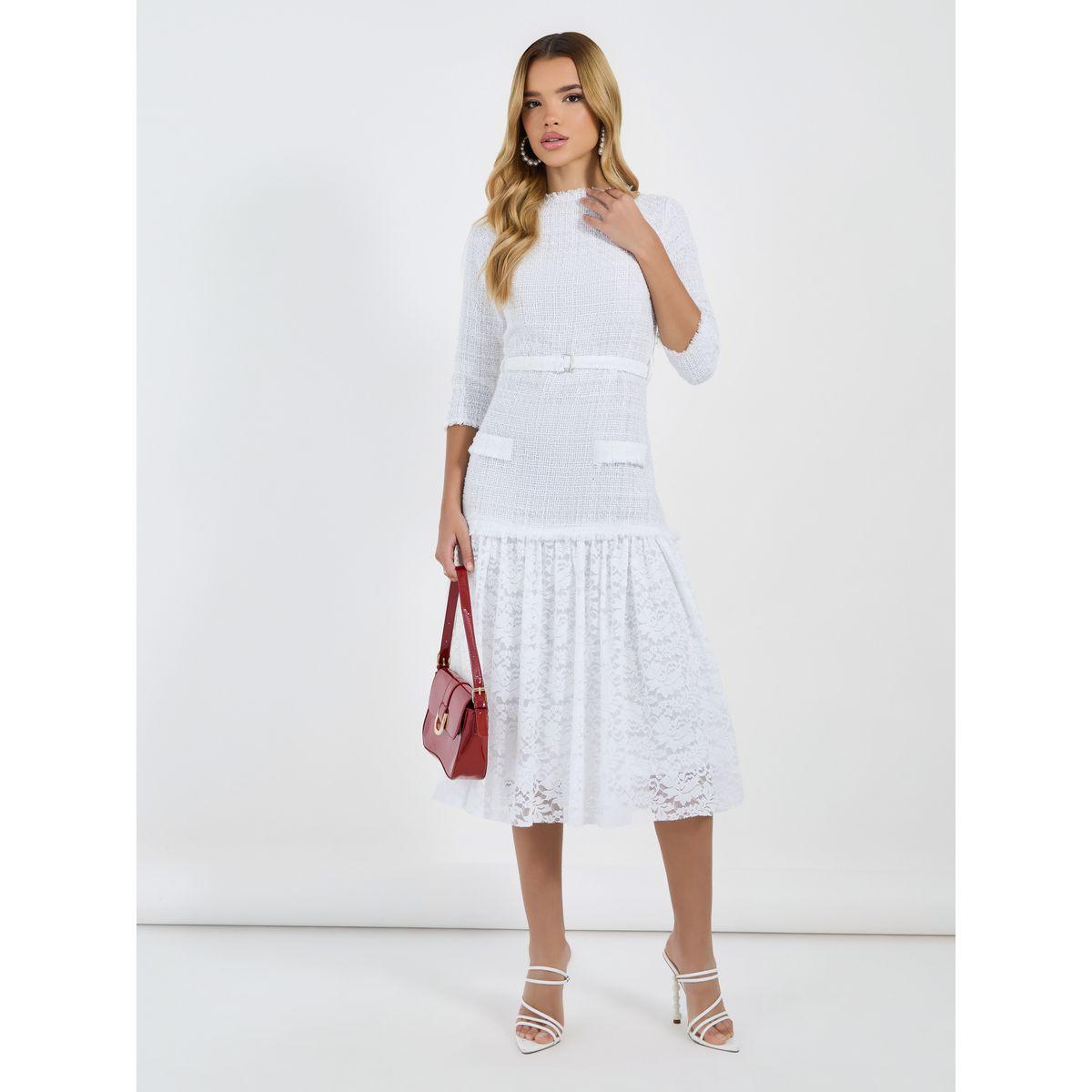 Styli Lace Insert 3/4th Sleeves A-Line Midi Dress-women-clothing-dresses-image-5