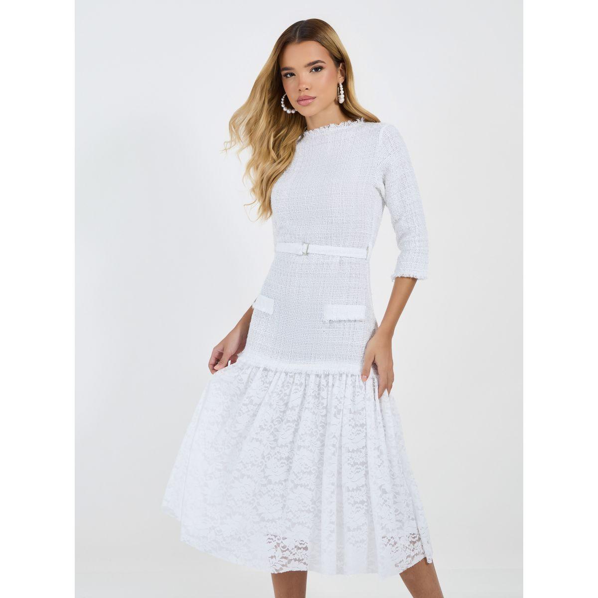 فستان ميدي بتفاصيل دانتيل وأكمام 3/4-women-clothing-dresses-image-6