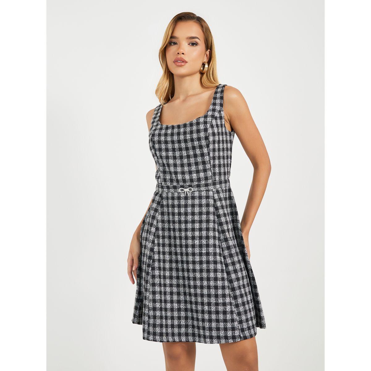 Styli Gingham Check Box Pleated Mini Dress-women-clothing-dresses-image-4