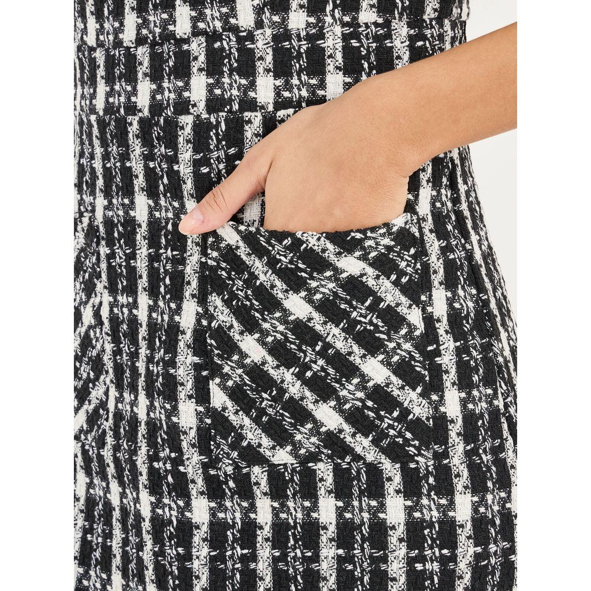 Styli Checked Pattern Tweed Mini Dress-women-clothing-dresses-image-5