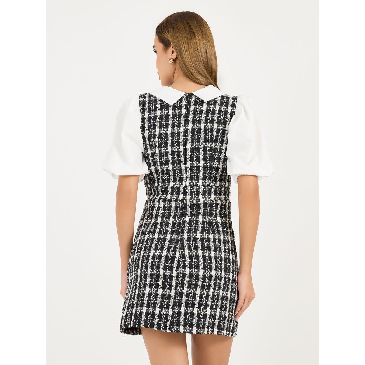 Styli Checked Pattern Tweed Mini Dress-women-clothing-dresses-image-6